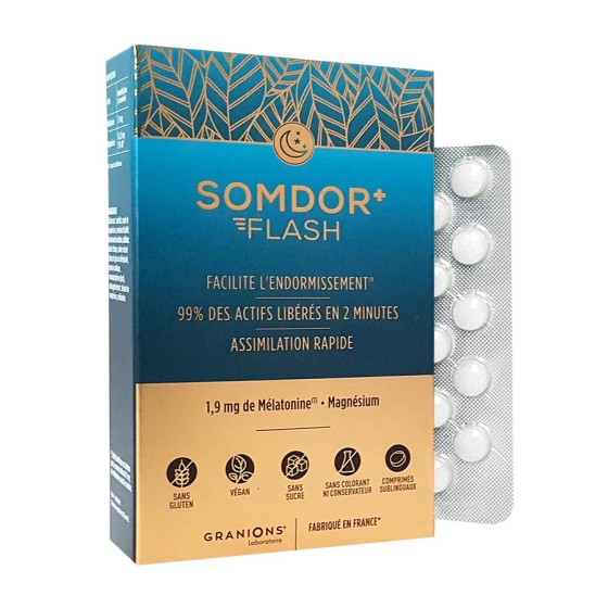 Somdor + Flash Granions 20 comprimés de mélatonine sublingual